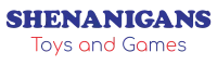 The image says “SHENANIGANS” and “Toys and Games” in bold blue and red letters.