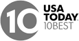 A &ldquo;USA TODAY 10 BEST&rdquo; logo with a &ldquo;10&rdquo; emblem on the left and the words &ldquo;USA TODAY&rdquo; and &ldquo;10 BEST&rdquo; on the right.