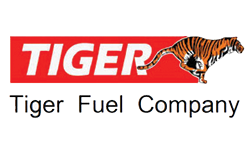 A &ldquo;TIGER&rdquo; logo featuring a tiger graphic and the words &ldquo;Tiger Fuel Company.&rdquo;.